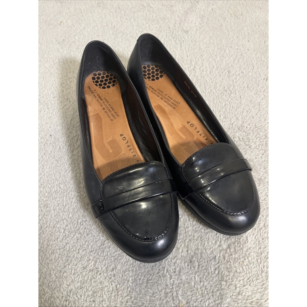 FF2 Fitflop F-Pop Patent Leather Flats Black Comfort Size EU 37.5 US 6.5